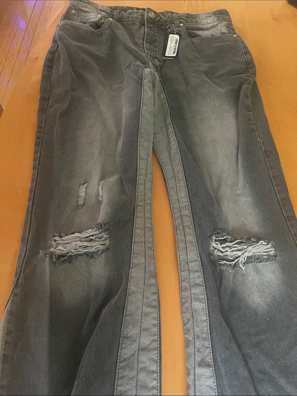 Boohoo Black Distressed Men's Jeans